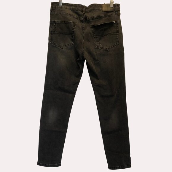 LUCKY Brand Faded Black Distressed Stretch Slim Tapered Jeans Size W36/L32 - Picture 3 of 10